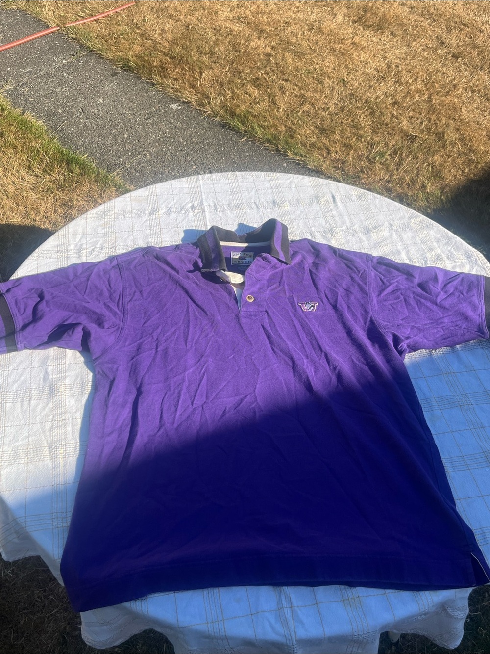 Cutter & Buck Purple Polo with Navy Trim Washington Huskies